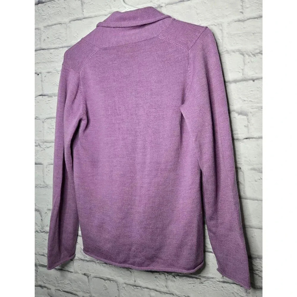 Eileen Fisher 100% Italian merino wool vneck purple pullover sweater PS. - Picture 4 of 8